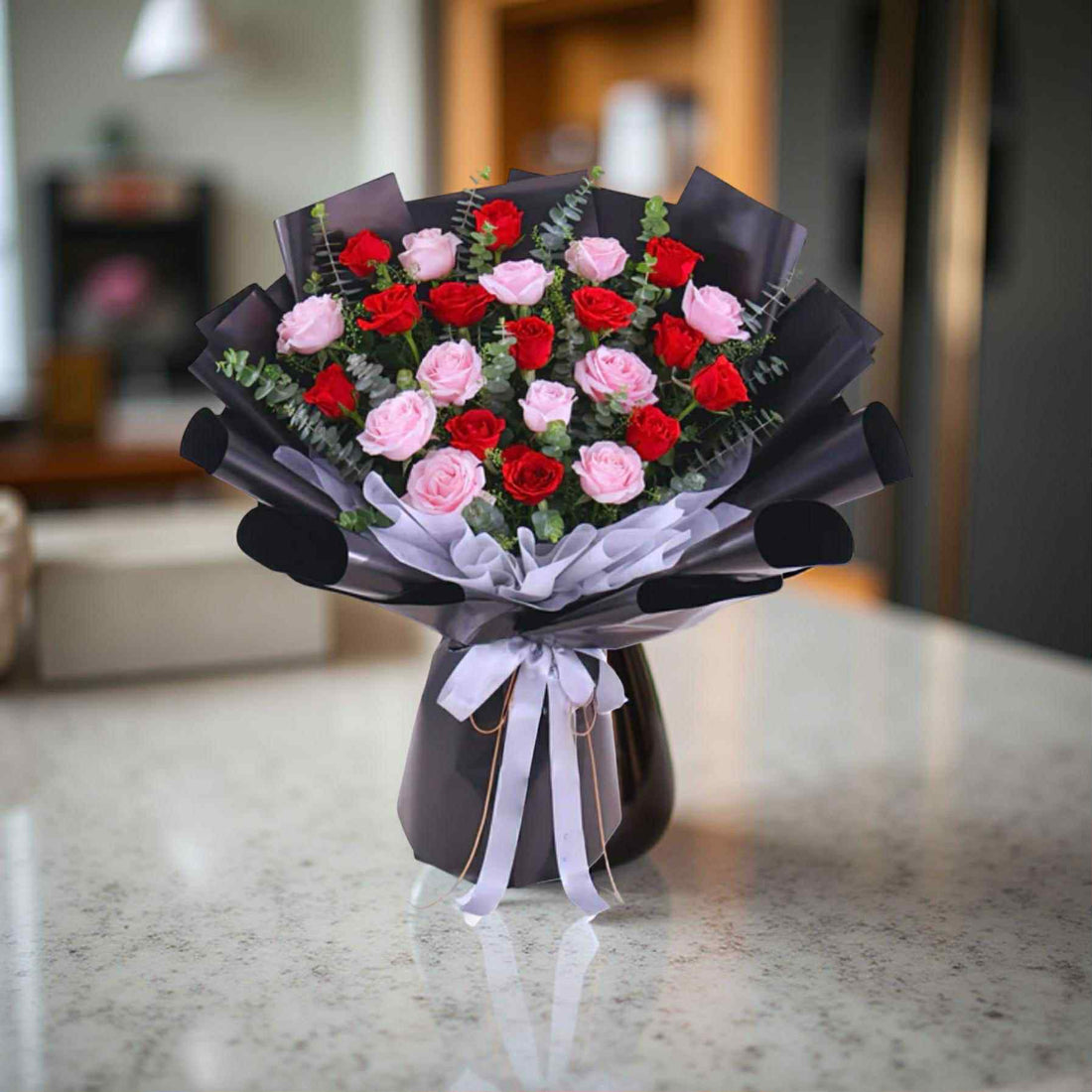 Code : F-F192 ( 25 ROSES RED & PINK )