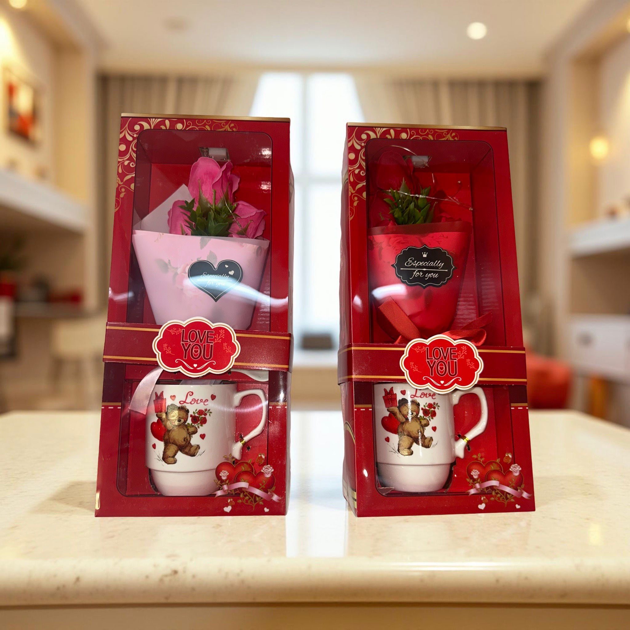 Gift cup & Plastic Flowers