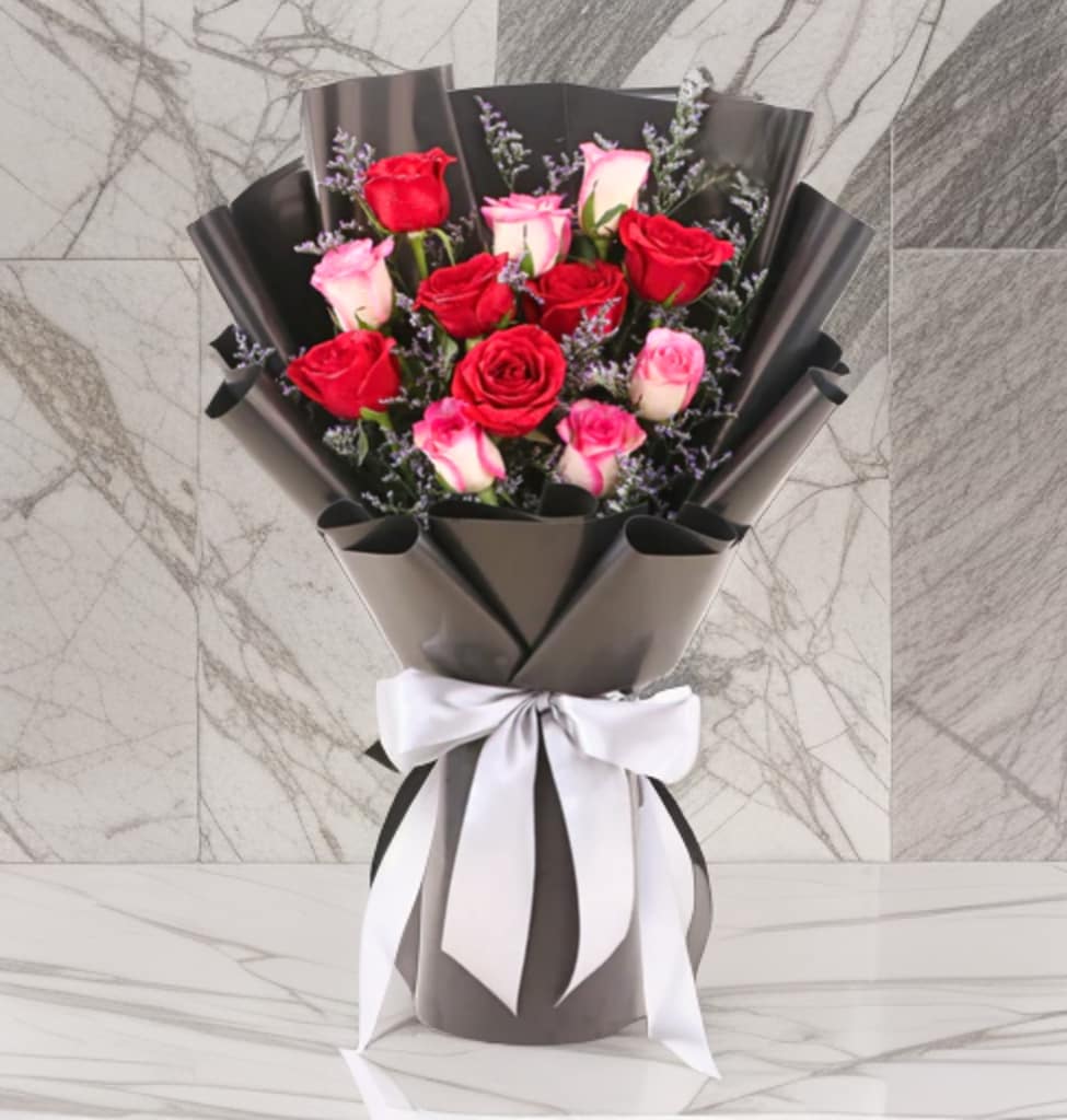 R ( 12 ROSES RED &amp; PINK )