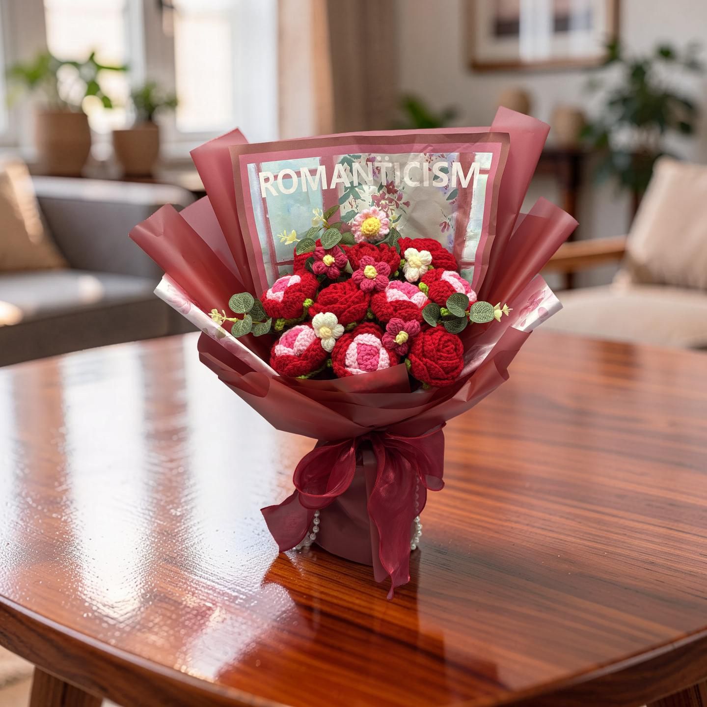 Red Flowers Romantic Bouquet ( Crochet )