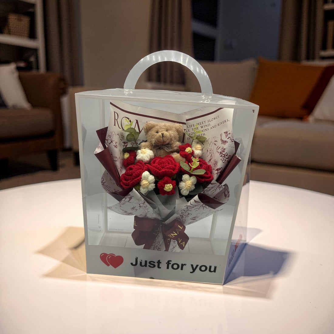 Sweet Red Crochet Bouquet &amp; Bear